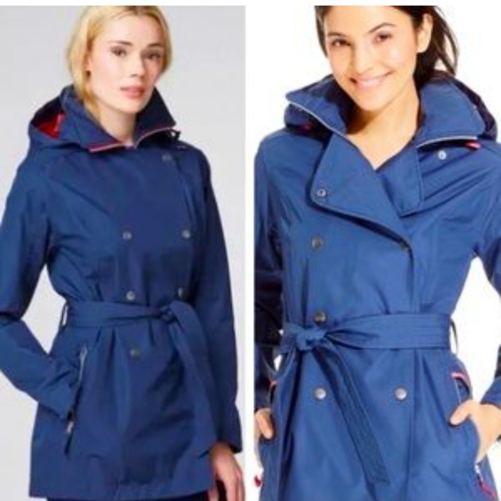 Helly Hansen Trench Coat Rain Jacket, hooded, Blue, Women’s  Waterproof